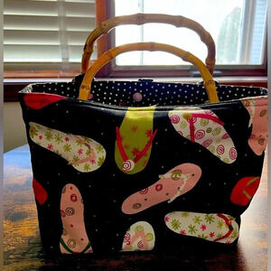 Tasselled Totes | ladies shoe print handbag​